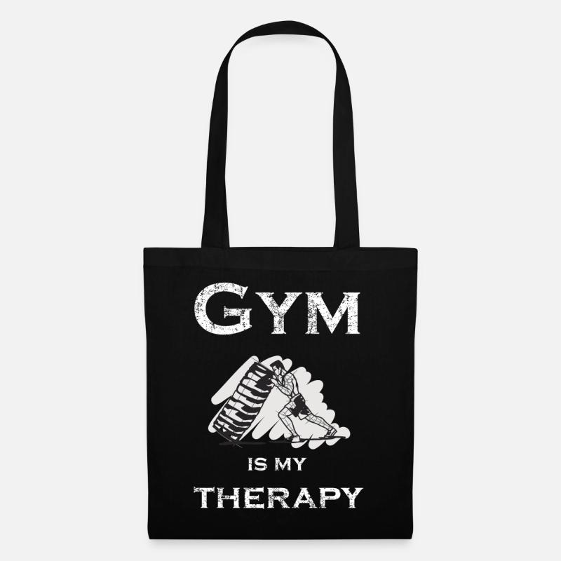 GYM IS MY THERAPY - Stoffbeutel - Schwarz