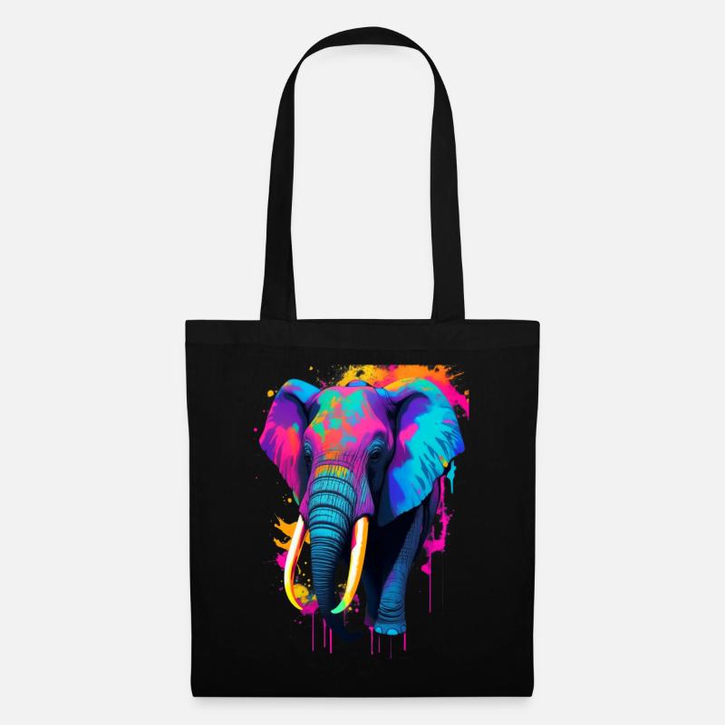 Elefant - Stoffbeutel - Schwarz