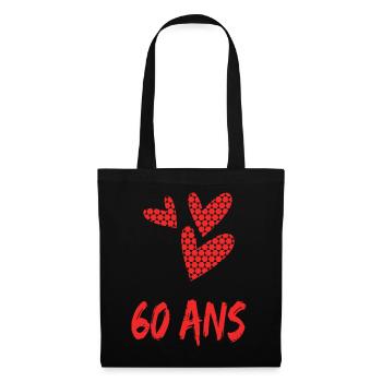 60. 60 ANS. 60e ANNIVERSAIRE. ANNIVERSAIRE 60 ANS. - Sac en tissu - noir - Devant