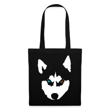 Husky Hund Siberian Husky - Stoffbeutel - Schwarz - Vorne