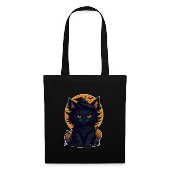 Katze Schwarze Katze Halloween - Stoffbeutel - Schwarz - Vorne
