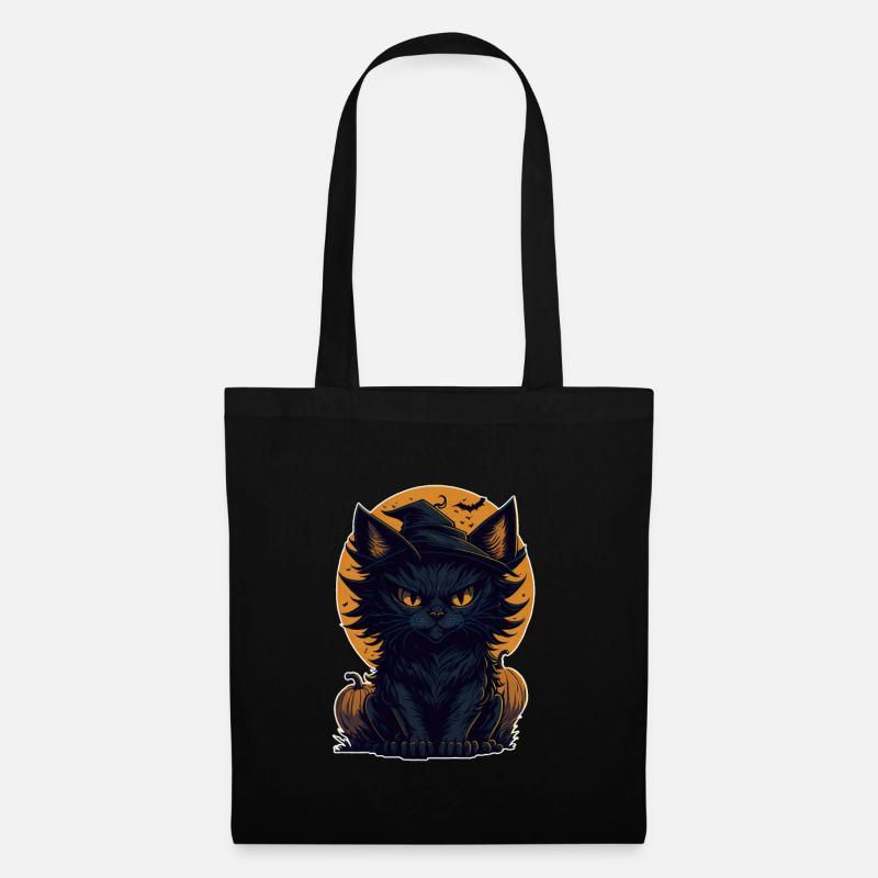 Katze Schwarze Katze Halloween - Stoffbeutel - Schwarz