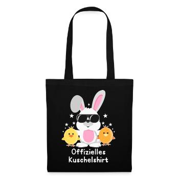 Offizielles Kuschelshirt Hase mit Küken Kaninchen - Stoffbeutel - Schwarz - Vorne