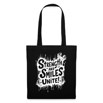 La force et le sourire s’unissent ! Citation de salle de sport - Sac en tissu - noir - Devant