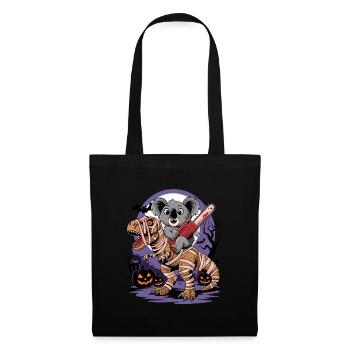 Koala rides a dinosaur on Halloween - Tote Bag - black - Front