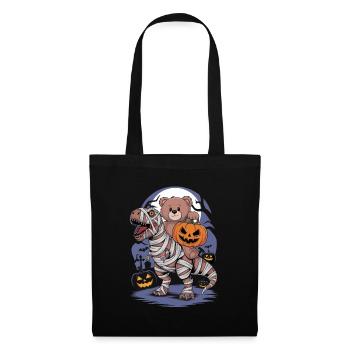 Teddy bear riding a dinosaur on Halloween - Tote Bag - black - Front