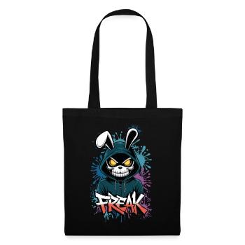Freak - Skull, Totenkopf, Bunny - Stoffbeutel - Schwarz - Vorne