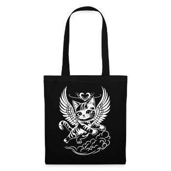 Ange Blanc Chat Avec Des Ailes - Sac en tissu - noir - Devant