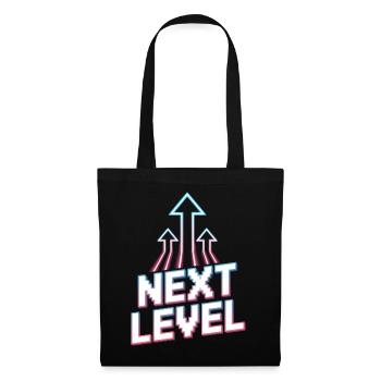 Next Level Gamer Pixel Retro Aufstieg Pfeile - Stoffbeutel - Schwarz - Vorne