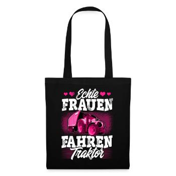 Traktor Landwirtin Frauen - Stoffbeutel - Schwarz - Vorne