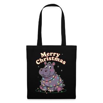 Hippopotames du Zoo de Noël d’Afrique Joyeux Noël - Sac en tissu - noir - Devant