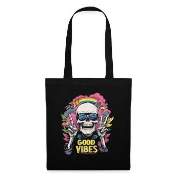 Skull Regenbogen - Stoffbeutel - Schwarz - Vorne