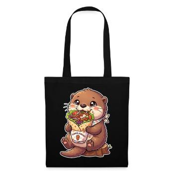 Kawaii Döner Otter - Stoffbeutel - Schwarz - Vorne