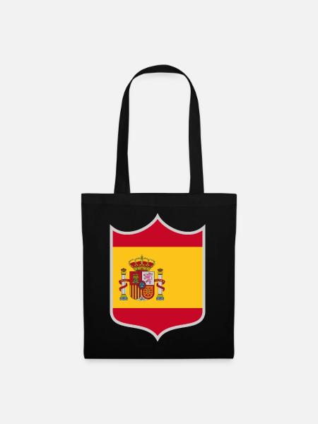 Spanien Flagge Wappen - Stoffbeutel - Schwarz