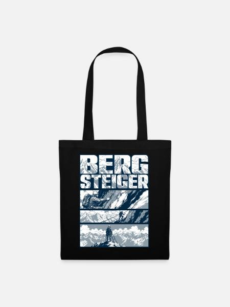 Bergsteiger Gipfelsturm Retro - Stoffbeutel - Schwarz