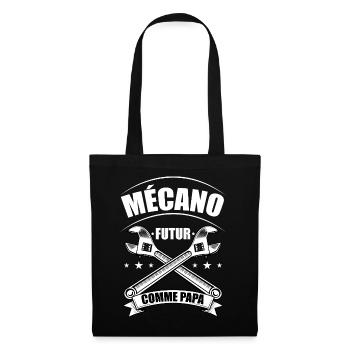 Futur mécano comme papa, Cadeau futur mécano - Sac en tissu - noir - Devant