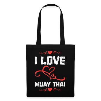 Ich liebe Muay Thai Herzdesign - Stoffbeutel - Schwarz - Vorne