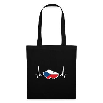 Tschechien Karte Flagge Herzschlag EKG - Stoffbeutel - Schwarz - Vorne