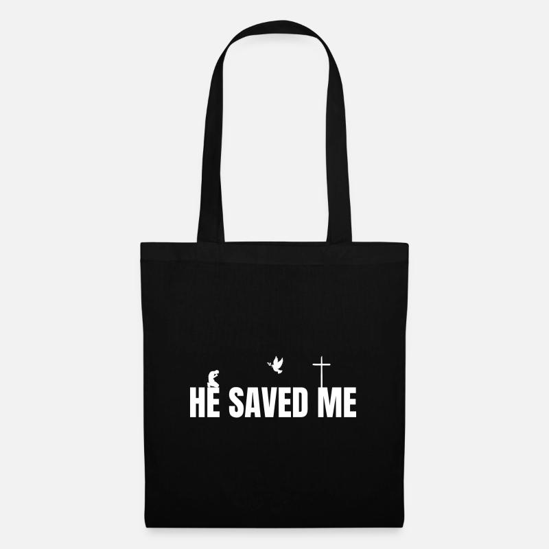 He saved me! Kreuz Christlich Glaube Geschenk - Stoffbeutel - Schwarz