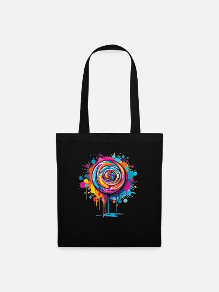 Bunte Lutscher Kunst - Stoffbeutel - Schwarz