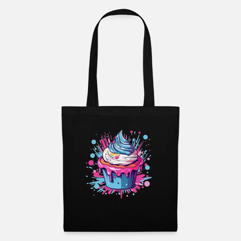 Bunter Cupcake Pop-Art - Stoffbeutel - Schwarz
