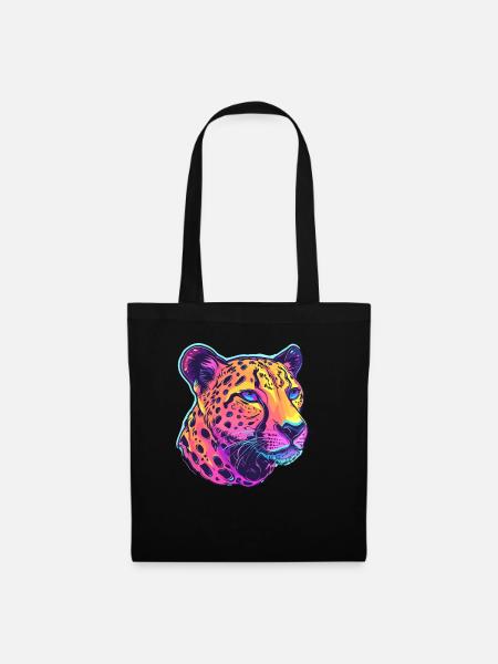 Bunter Leopard Popart - Stoffbeutel - Schwarz