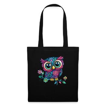 Colorful owl on branch - Tote Bag - black - Front