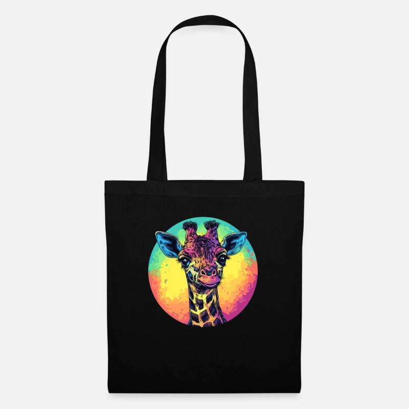 Bunte Giraffe mit Farbverlauf - Stoffbeutel - Schwarz