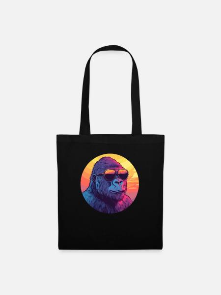 Gorilla im Sonnenuntergang - Stoffbeutel - Schwarz