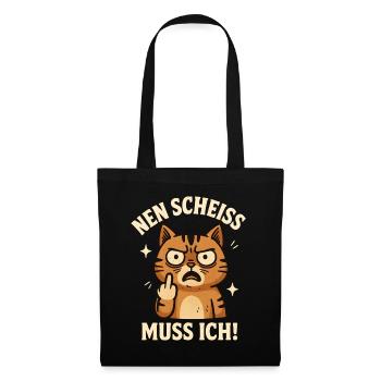 Doigt d’honneur chat Kitty - Sac en tissu - noir - Devant