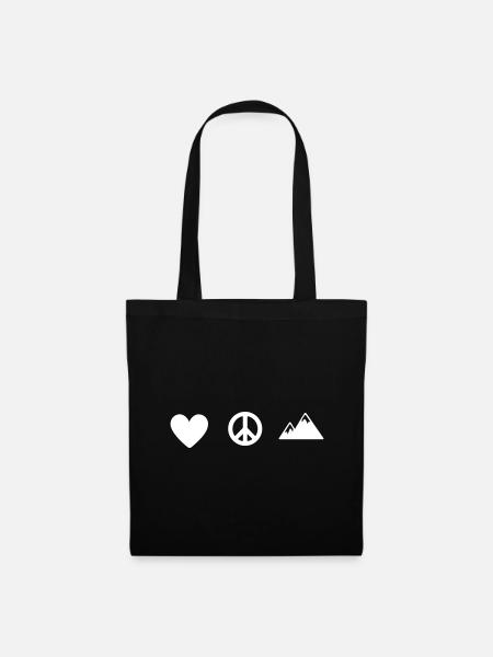 AMOUR, PAIX ET MONTAGNE - Sac en tissu - noir