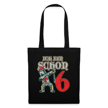 Ritter Geburtstag ich bin schon 6 Geburtstagsshirt - Stoffbeutel - Schwarz - Vorne