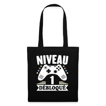 Niveau 1 An Débloqué Gaming Cadeau Anniversaire - Sac en tissu - noir - Devant