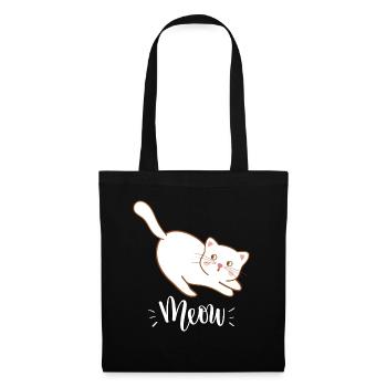 Cute Kawaii Funny Cat Saying Meow - Tote Bag - black - Front