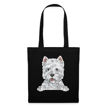 West Highland White Terrier Westie - Sac en tissu - noir - Devant