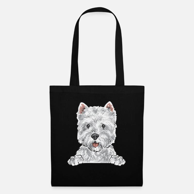 West Highland White Terrier Westie - Stoffbeutel - Schwarz