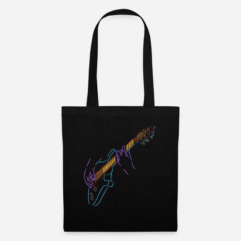 Regenbogenfarbener Gitarrist. Elektrogitarre. - Stoffbeutel - Schwarz