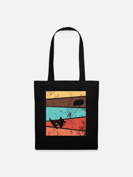 Kitesurfen Kite Geschenk Vintage - Stoffbeutel - Schwarz
