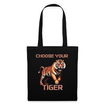 Wählen Sie Ihren Tiger | 8bit Tiger Abenteuer - Stoffbeutel - Schwarz - Vorne