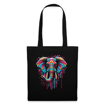 Eléphant graffiti Street art - Sac en tissu - noir - Devant