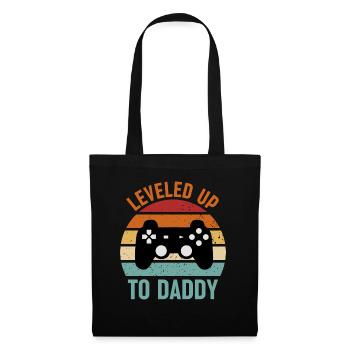 Leveled up to daddy. Gaming Gamer Quote - Tote Bag - black - Front