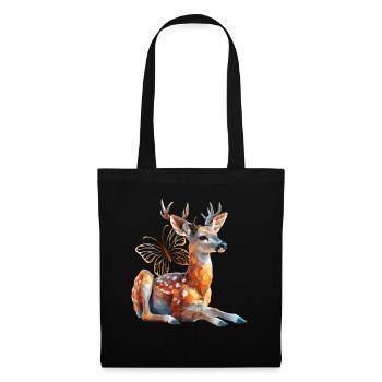 Cerf - Sac en tissu - noir - Devant