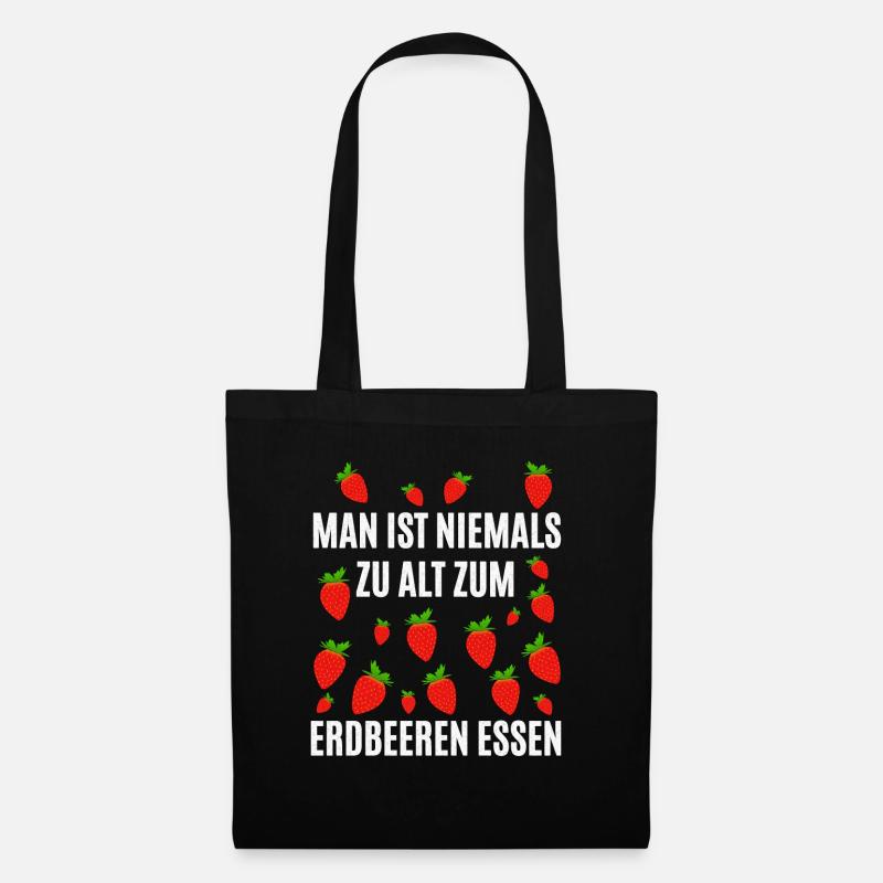 Erdbeeren - Stoffbeutel - Schwarz