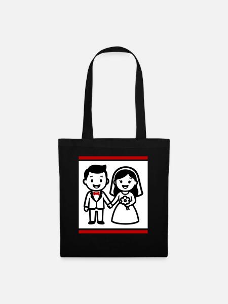 Ehepaar Hochzeit - Stoffbeutel - Schwarz