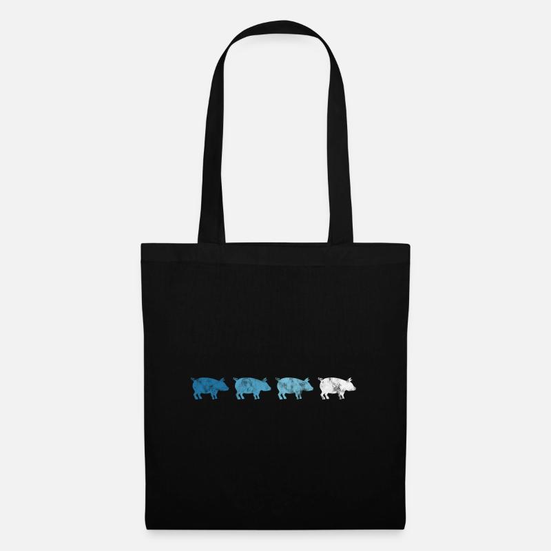 Schweine Bauer Retro Schweinchen Schweine Sau Eber - Stoffbeutel - Schwarz