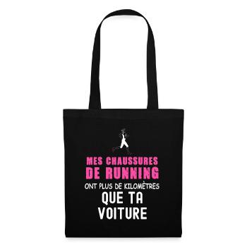 Course A Pied Femme Cadeau Citation Humour - Sac en tissu - noir - Devant
