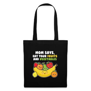 Eat Your Fruits & Vegetables Funny Vegan Citations - Sac en tissu - noir - Devant