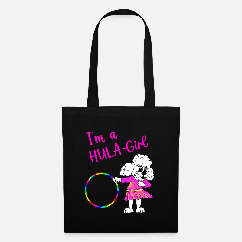 Ich bin ein Hulahoop Girl - weißes Pudelmädchen - Stoffbeutel - Schwarz