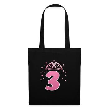 3. Geburtstag 3 Jahre alt Prinzessin Krone - Stoffbeutel - Schwarz - Vorne
