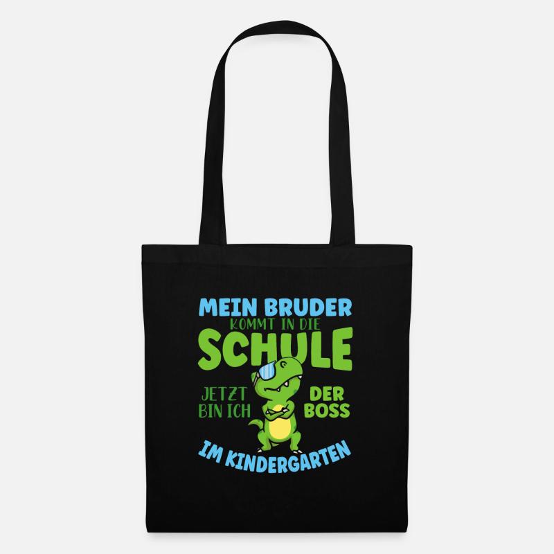 Dino Einschulung Brüder Geschwister Kleiner Bruder - Stoffbeutel - Schwarz